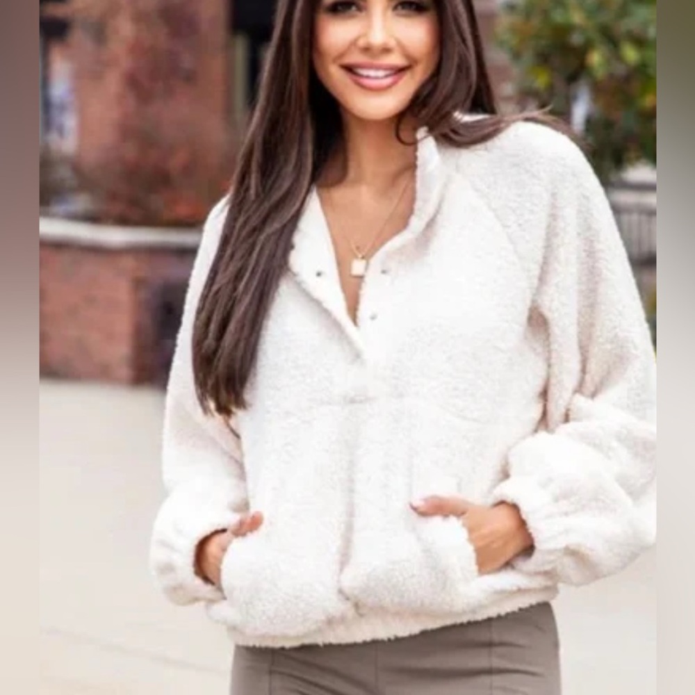 Pink Lily Cream Teddy Jacket